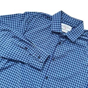 Mizzen+Main Blue Black Plaid Check Gingham Long Sleeve Button Down Shirt XXL